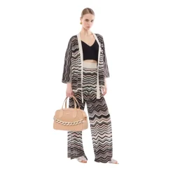 Pantaloni a Palazzo in Maglia con Zig-Zag
