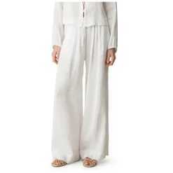 Pantaloni a Righe in Voile di Seta e Lino