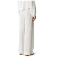 Pantaloni a Righe in Voile di Seta e Lino