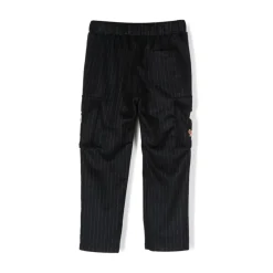 Pantaloni Blu Navy a Righe in Misto Lana