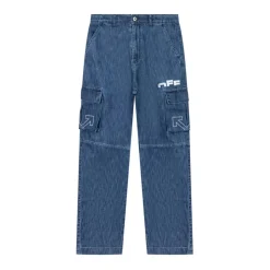 Pantaloni Cargo in Denim con Logo Type