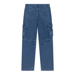 Pantaloni Cargo in Denim con Logo Type