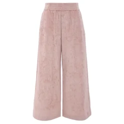 Pantaloni Casual in Velluto Rosa