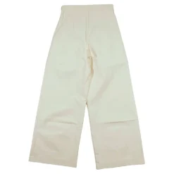 Pantaloni color burro a vita alta e svasati