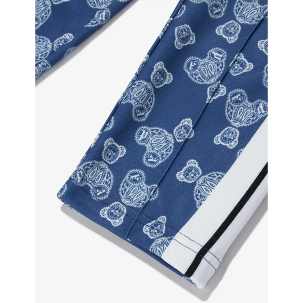 Pantaloni da tuta blu con motivo paisley di orsetti
