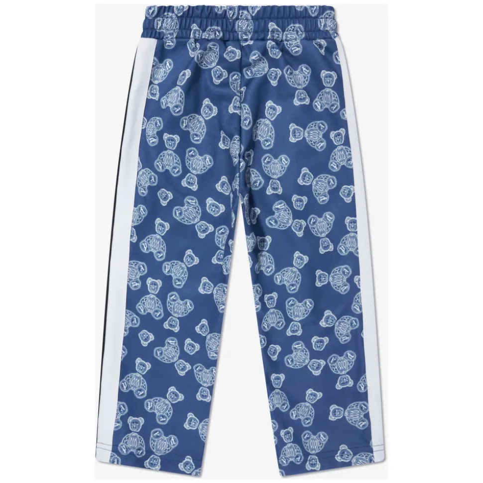 Pantaloni da tuta blu con motivo paisley di orsetti