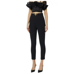 Pantaloni Elasticizzati in Crêpe Doppio
