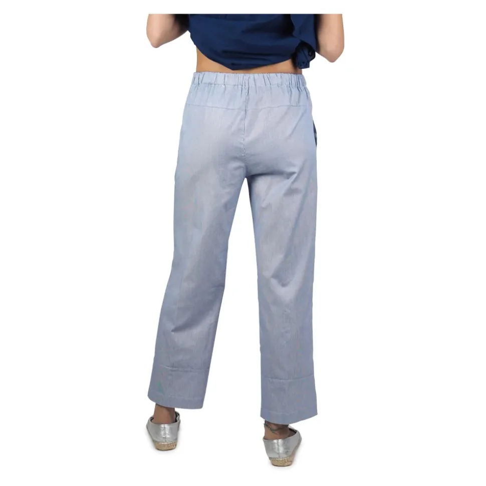 Pantaloni estivi a righe in cotone per donne