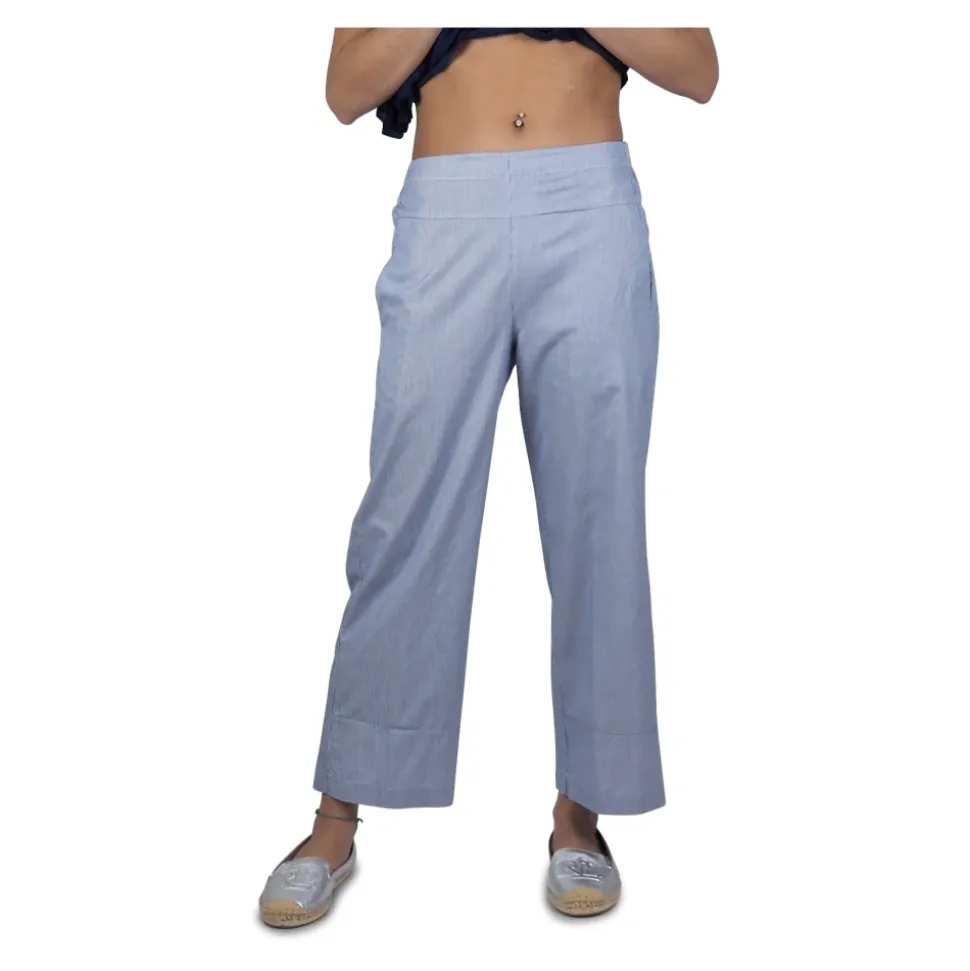 Pantaloni estivi a righe in cotone per donne