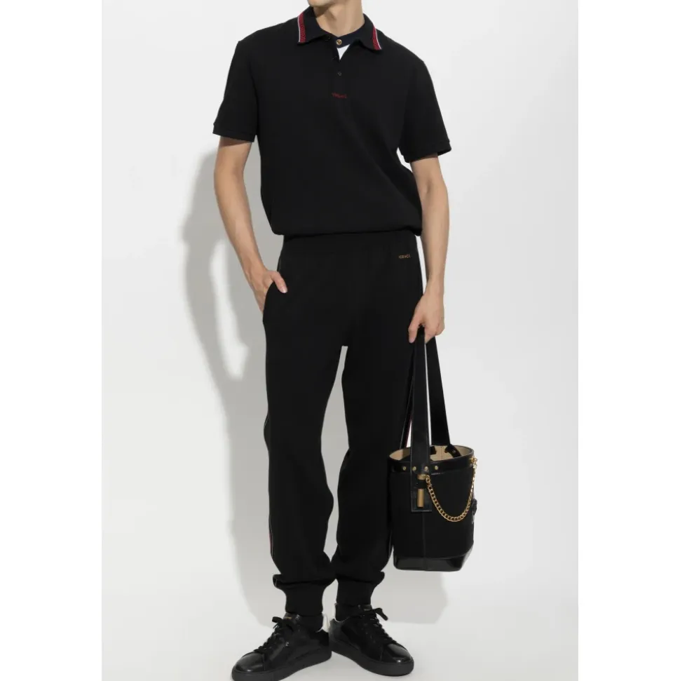 Pantaloni in Cotone con Polsini Elasticizzati