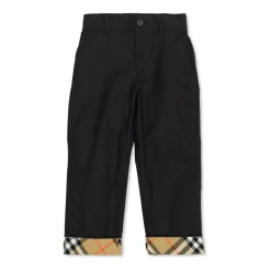 Pantaloni in Cotone con Risvolto Check