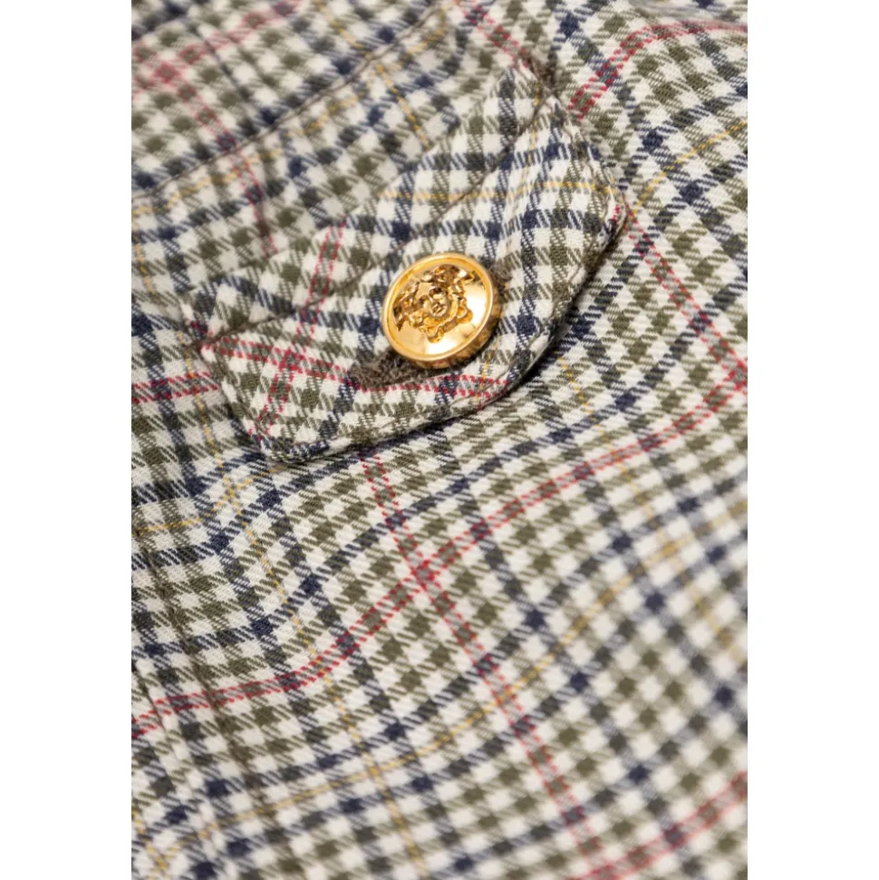 Pantaloni in Cotone Popeline Micro-Check