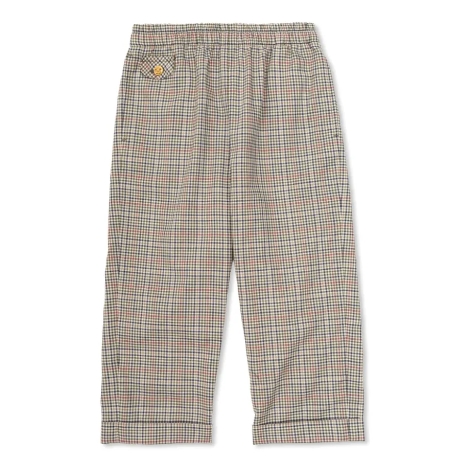 Pantaloni in Cotone Popeline Micro-Check