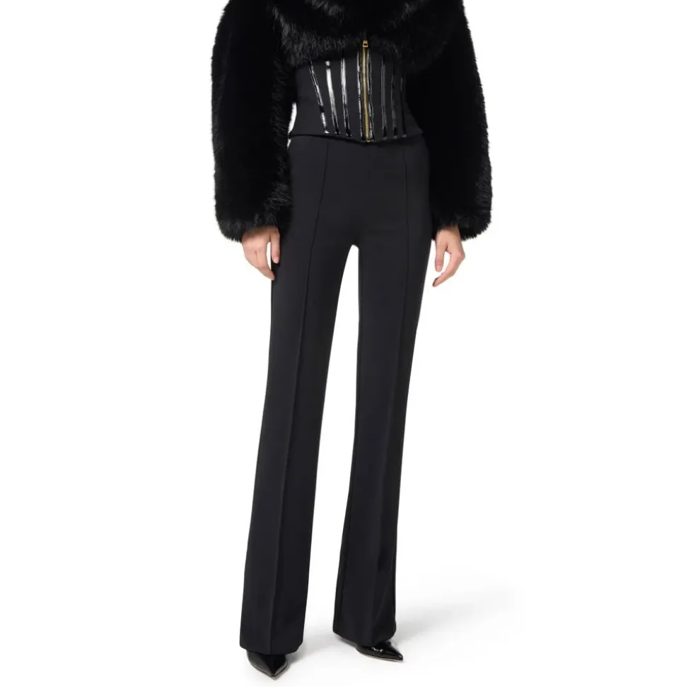 Pantaloni in crêpe leggero con catena gioiello