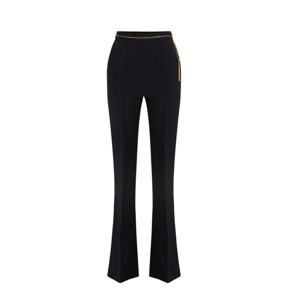 Pantaloni in crêpe leggero con catena gioiello