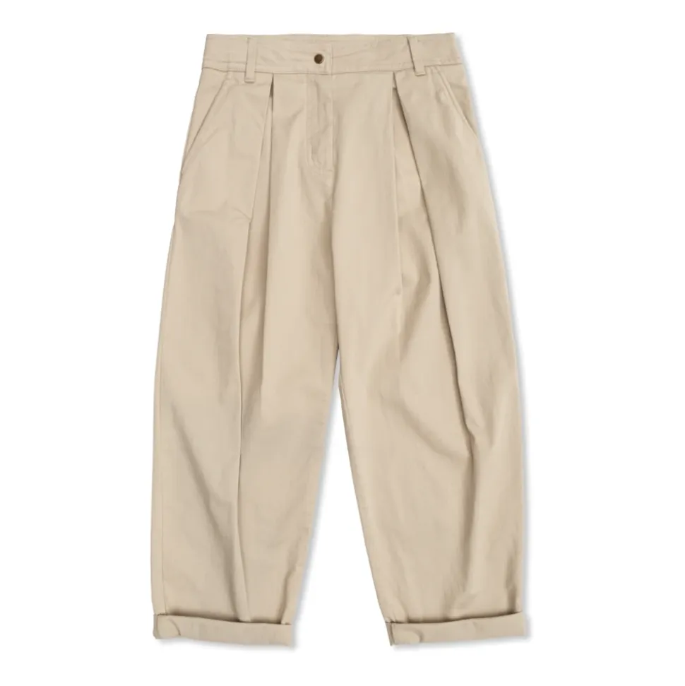 Pantaloni in Gabardine di Cotone Stretch con Pieghe