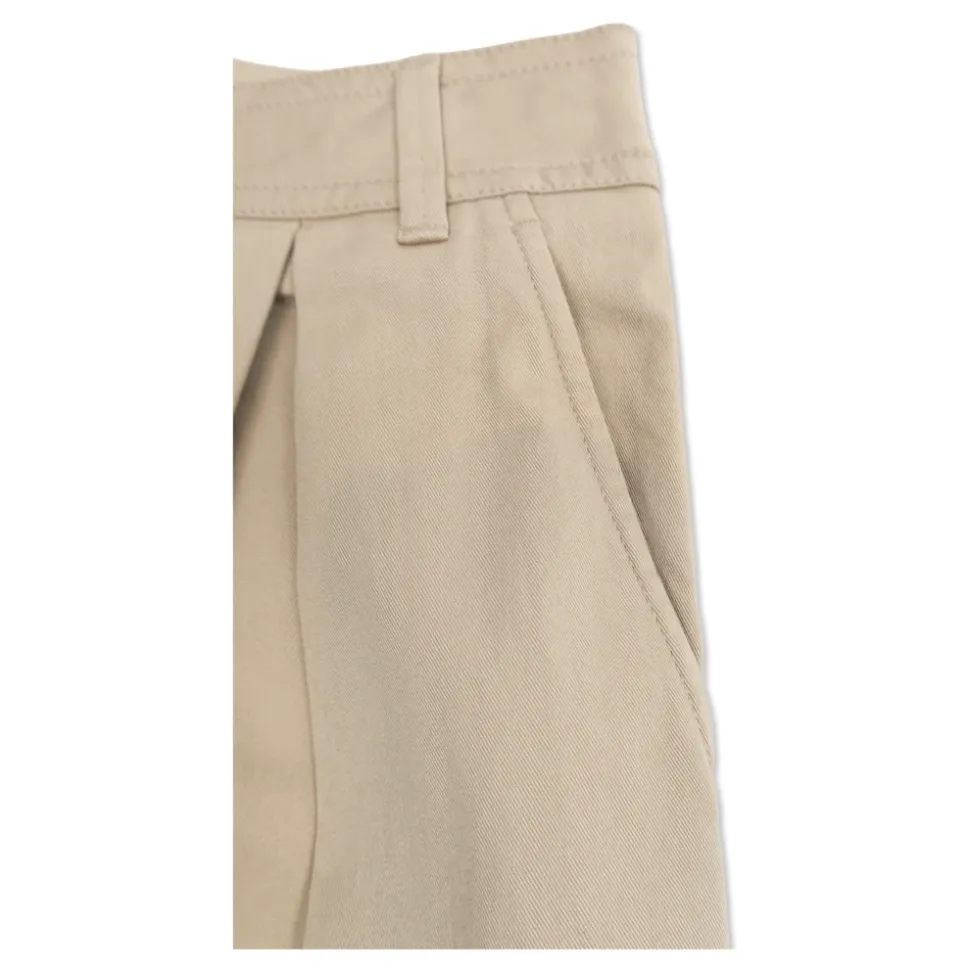 Pantaloni in Gabardine di Cotone Stretch con Pieghe