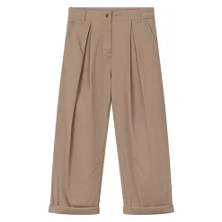 Pantaloni in Gabardine di Cotone Stretch con Pieghe