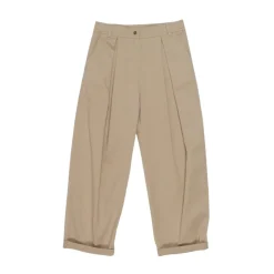 Pantaloni in Gabardine di Cotone Elasticizzato con Pieghe