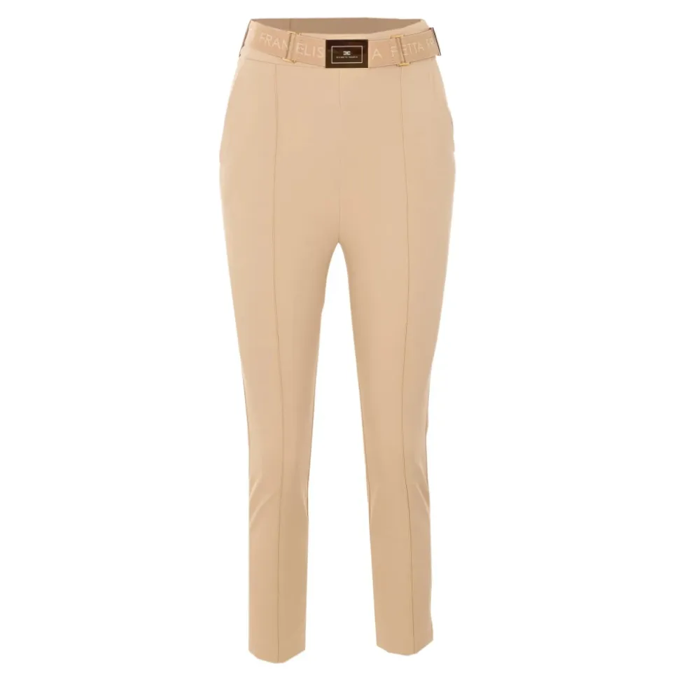 Pantaloni in tessuto tecnico bielastico con cintura
