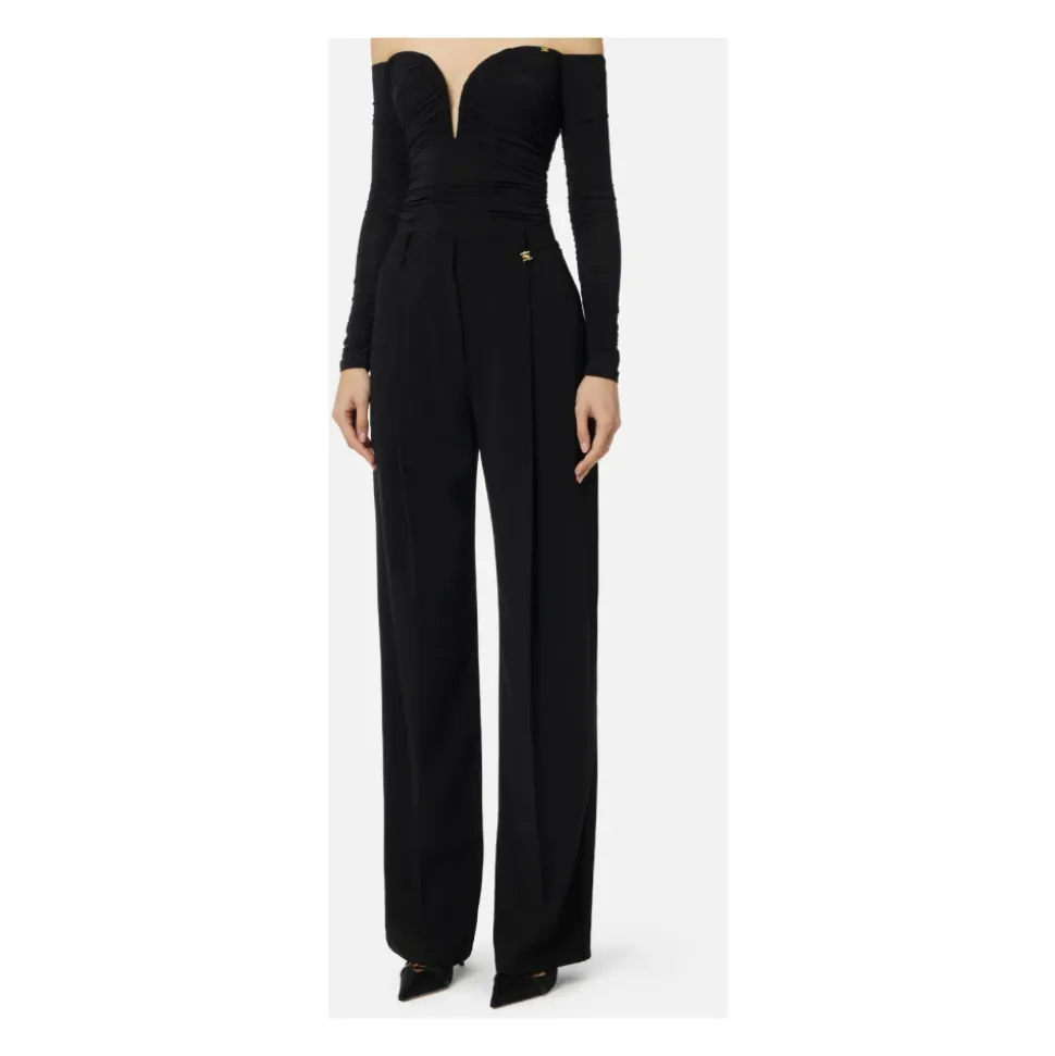 Pantaloni Leggeri in Crêpe con Charm Logo