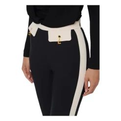 Pantaloni Neri con Striscia Laterale Oro Logo