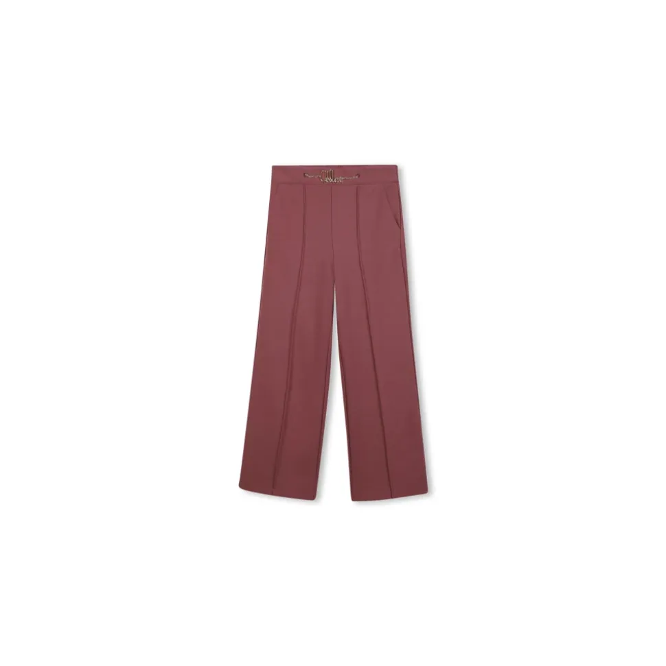 Pantaloni Rosa a Gamba Larga con Cintura