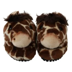 Pantofole Slides Marrone con Motivo Giraffa