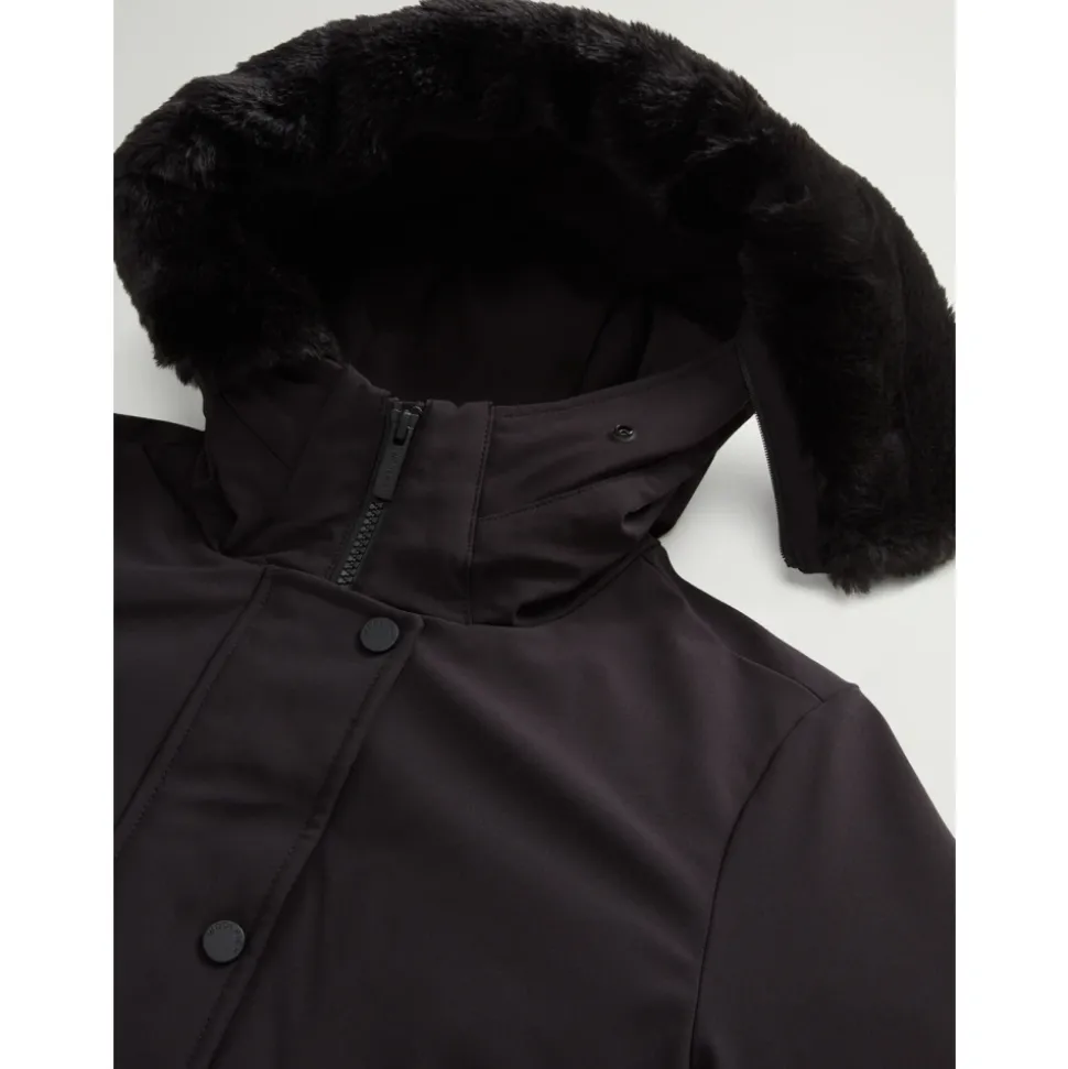 Parka Cappotto Nero in Piuma