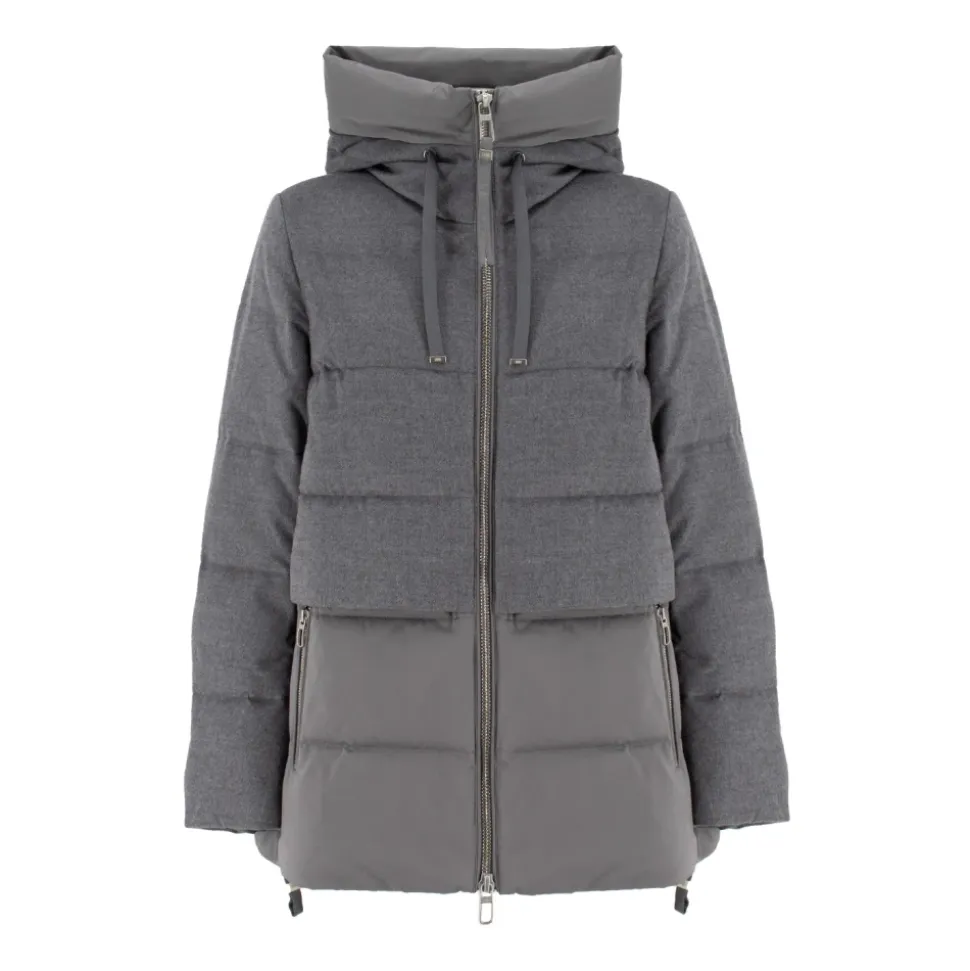 Parka in lana trapuntata con cappuccio imbottito