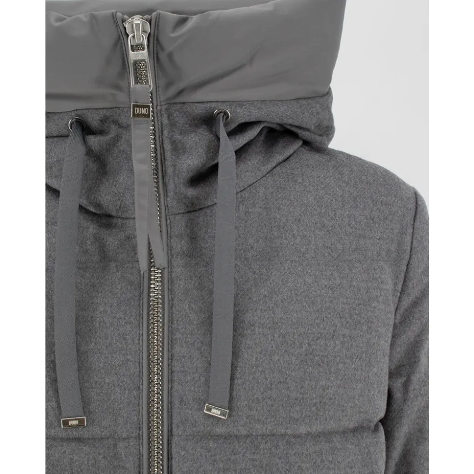 Parka in lana trapuntata con cappuccio imbottito