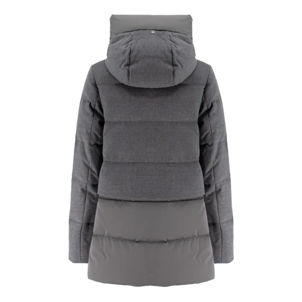 Parka in lana trapuntata con cappuccio imbottito