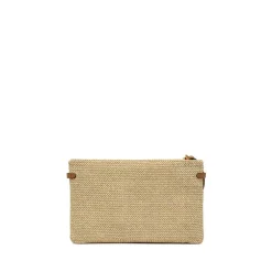 Pochette Gianni Chiarini Hermy in paglia intrecciata con zip e tracolla