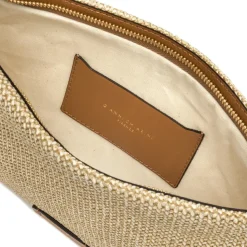 Pochette Gianni Chiarini Hermy in paglia intrecciata con zip e tracolla