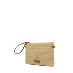 Pochette Gianni Chiarini Hermy in paglia intrecciata con zip e tracolla