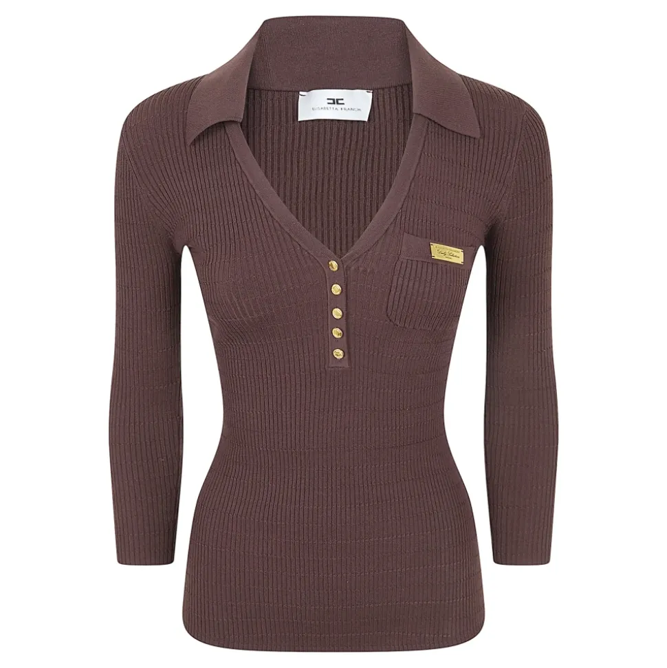 Polo in maglia micro-intrecciata