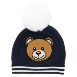 Pom Pom Cappello in Maglia con Logo Teddy