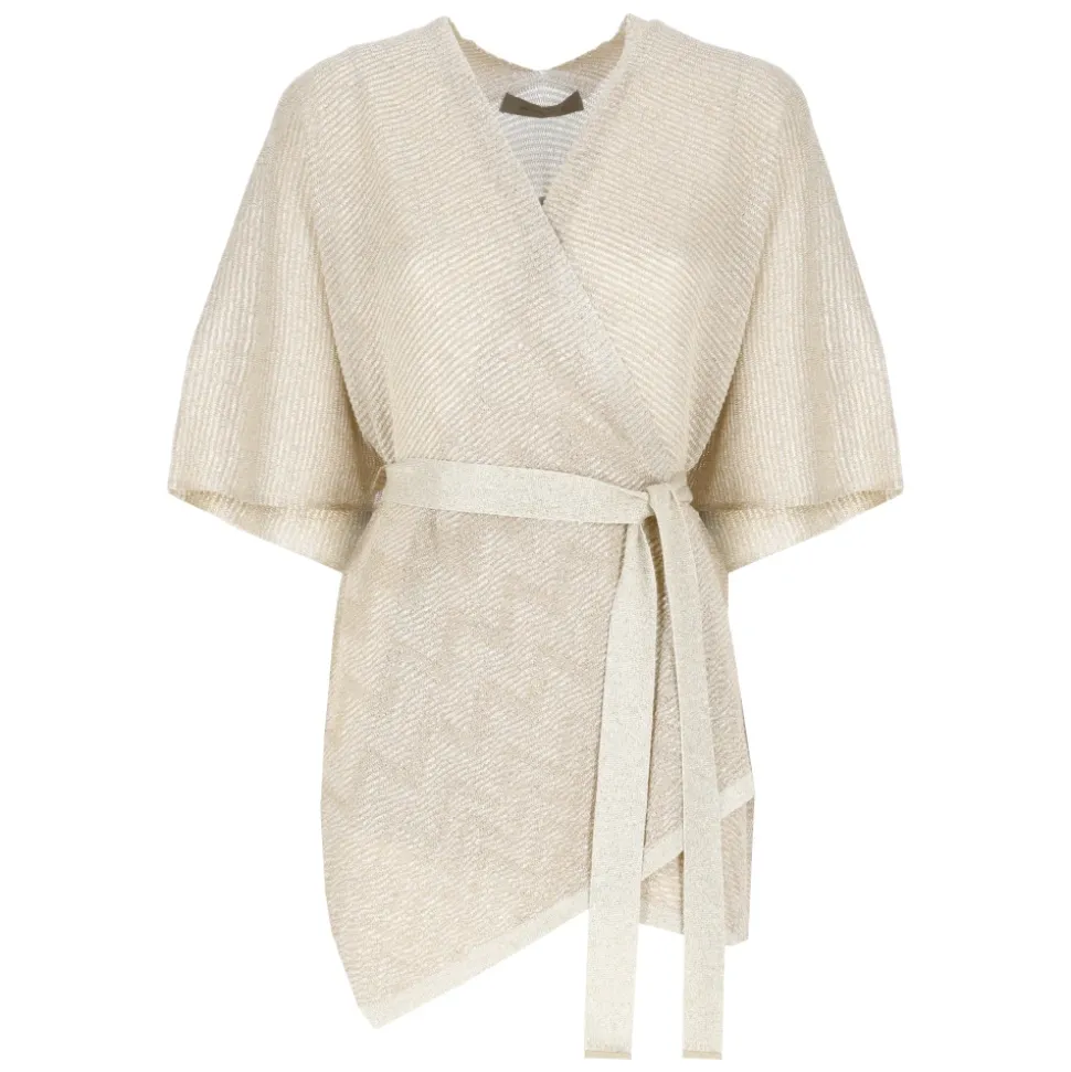 Poncho Giacca Lurex Collo a V Dorato