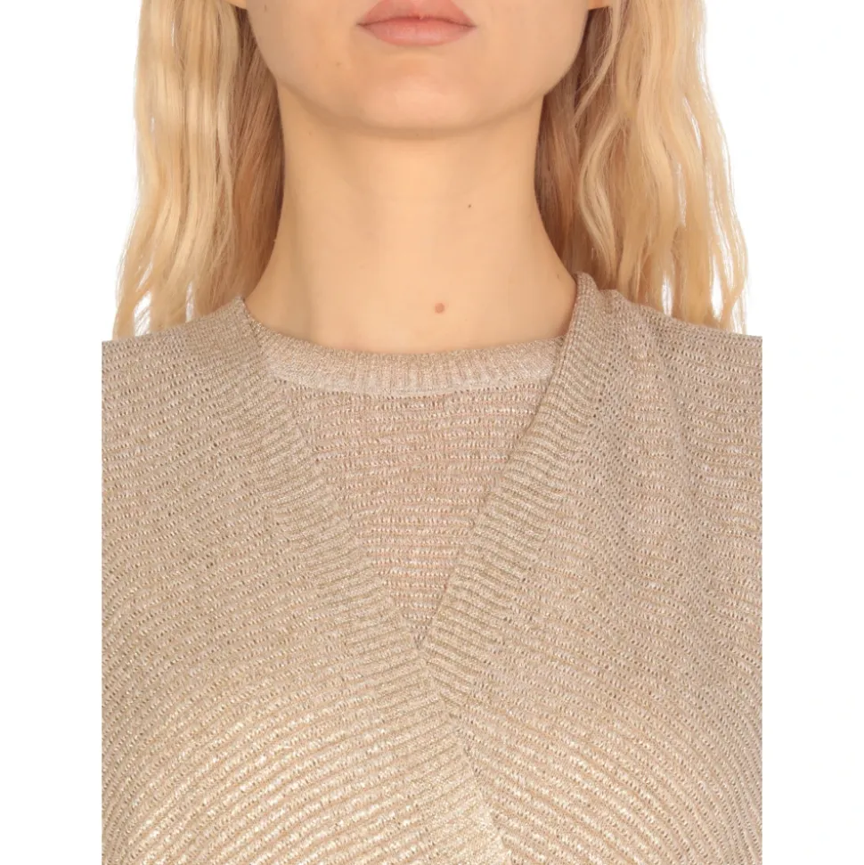 Poncho Giacca Lurex Collo a V Dorato