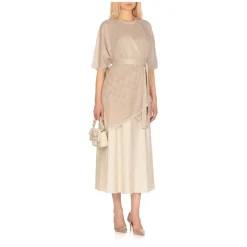 Poncho Giacca Lurex Collo a V Dorato