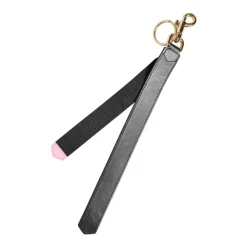 Portachiavi con logo in pelle e supporto in ottone