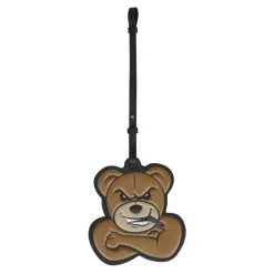 Portachiavi in pelle con patch orso