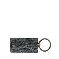 Portachiavi in Pelle di Vitello con Anello in Metallo con Logo