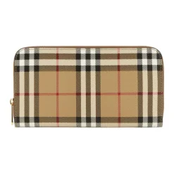 Portafoglio Grande con Zip e Motivo Check