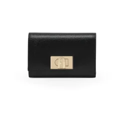 Portafoglio Mini in Pelle con Chiusura Logo in Metallo