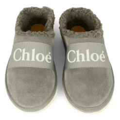 Sabot in Camoscio Grigio con Finta Pelliccia
