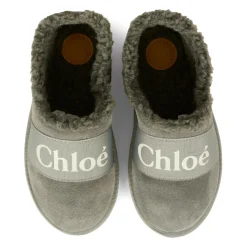 Sabot in Camoscio Grigio con Finta Pelliccia
