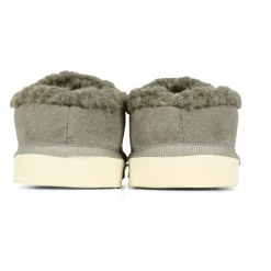 Sabot in Camoscio Grigio con Finta Pelliccia