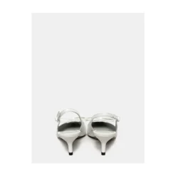 Sandalia slingback in pelle bianca con fiocco