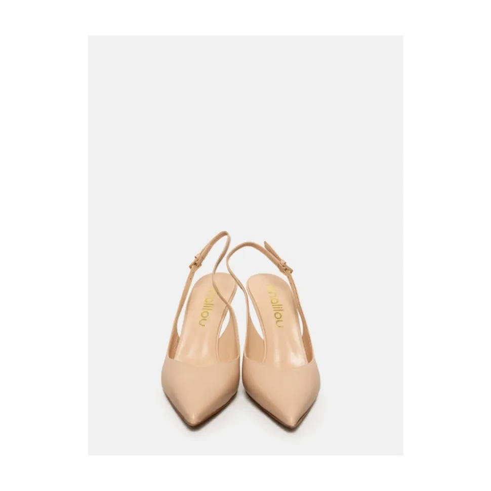 Sandalia slingback in pelle nude